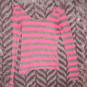 Grey and pink long sleeve shirt